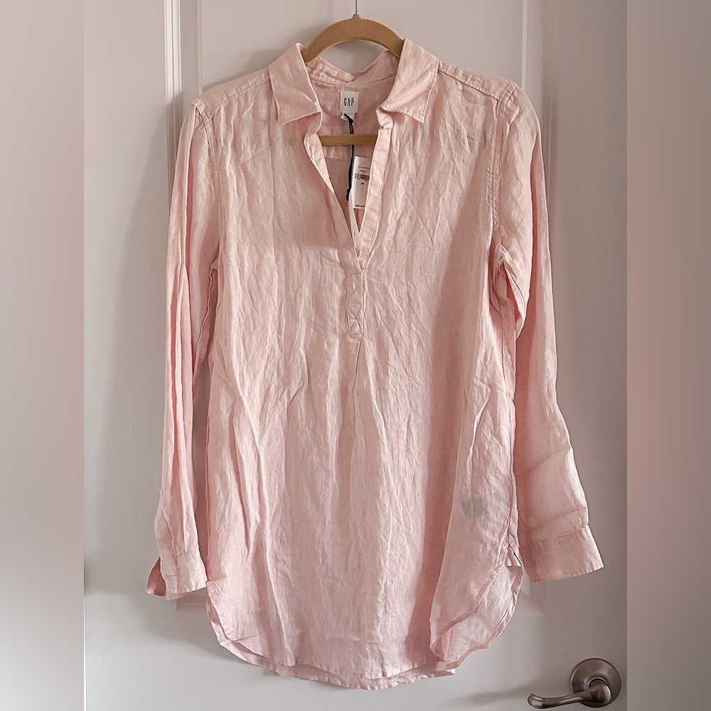 NWT GAP Light Pink Linen Tunic Style Top - Size XS